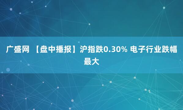 广盛网 【盘中播报】沪指跌0.30% 电子行业跌幅最大