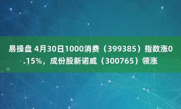 易操盘 4月30日1000消费（399385）指数涨0.15%，成份股新诺威（300765）领涨